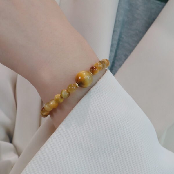 Women Yellow Crystal Bracelet Golden tiger-eye beads - Image 3