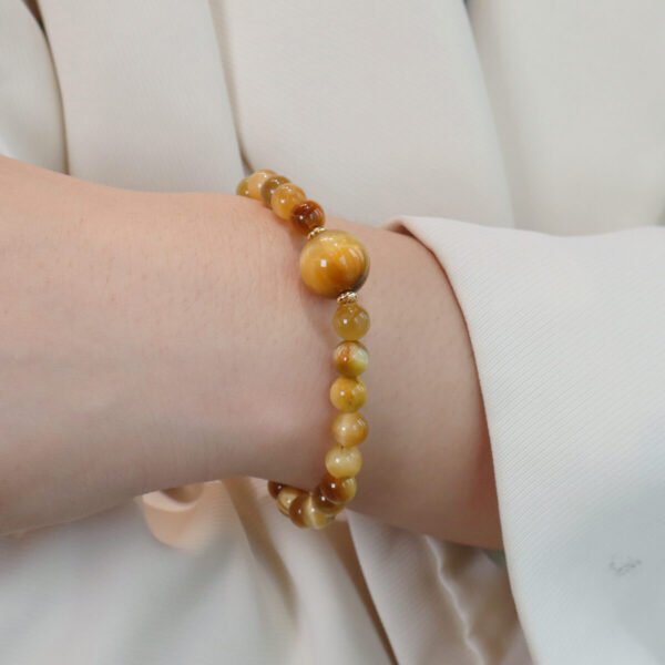 Women Yellow Crystal Bracelet Golden tiger-eye beads