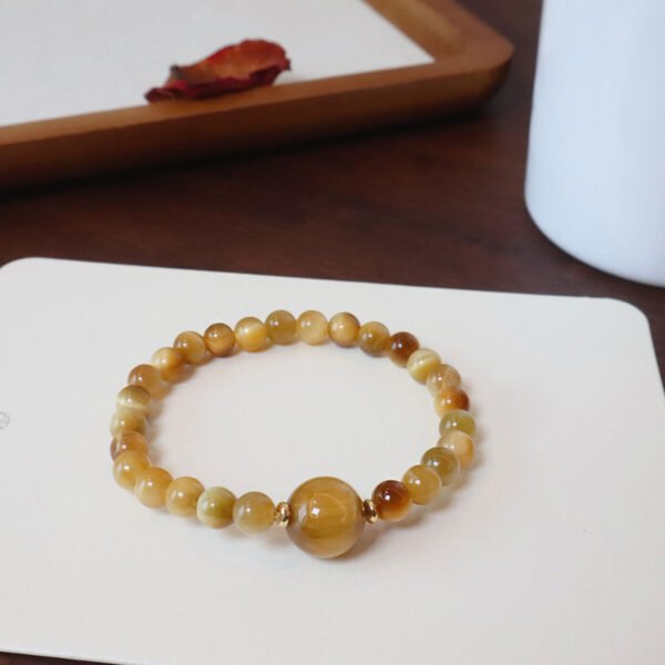 Women Yellow Crystal Bracelet Golden tiger-eye beads - Image 4