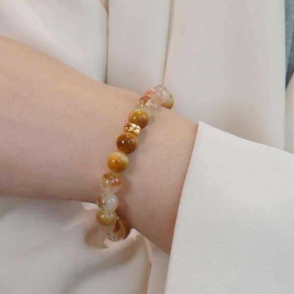 Women Yellow Crystal Bracelet Golden tiger-eye beads - Image 6