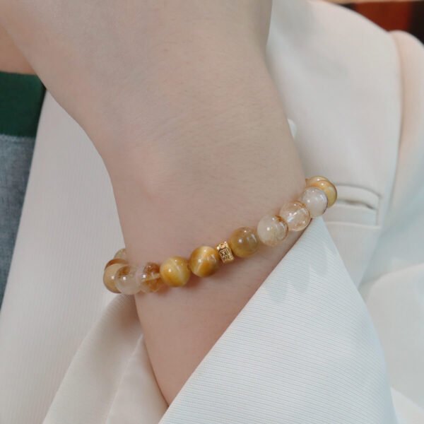 Women Yellow Crystal Bracelet Golden tiger-eye beads - Image 7