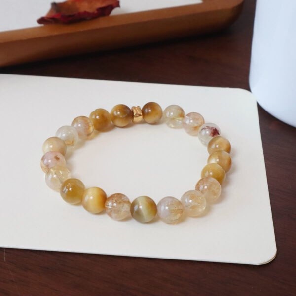 Women Yellow Crystal Bracelet Golden tiger-eye beads - Image 8