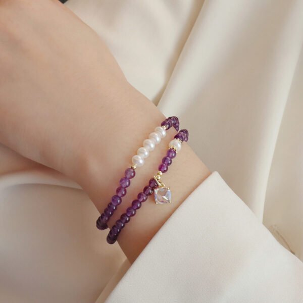 Women Bracelet Amethyst Pearl - Image 2