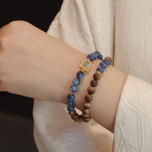 Women Bracelet Natural Double-Circles Blue Agate - Image 8