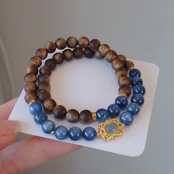 Women Bracelet Natural Double-Circles Blue Agate - Image 9