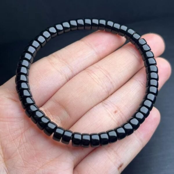 #01272353 Black Onyx Straight-Cut Bead Agate Bracelet - Image 4