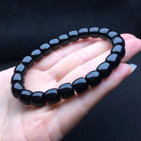 #01272353 Black Onyx Straight-Cut Bead Agate Bracelet - Image 5