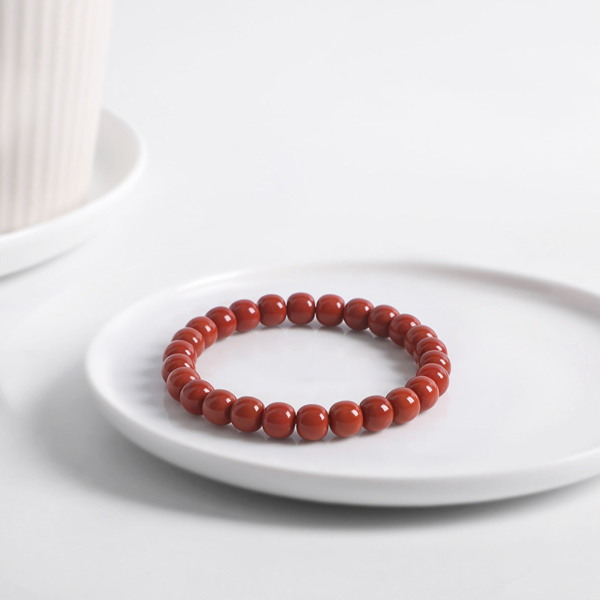 #01281038 Barrel Bead Rich-Lustrous Southern Red Agate Bracelet - Image 5