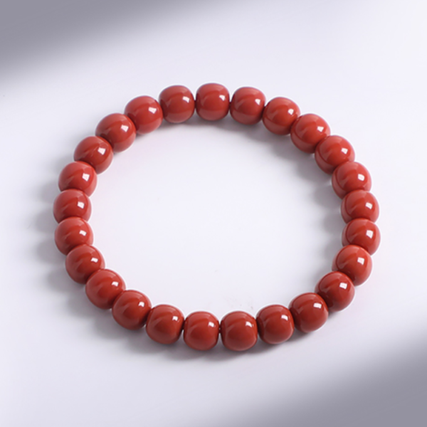 #01281038 Barrel Bead Rich-Lustrous Southern Red Agate Bracelet