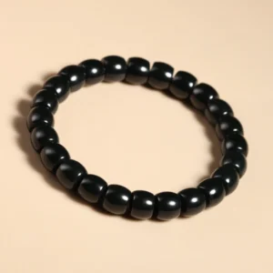 #01272353 Black Onyx Straight-Cut Bead Agate Bracelet