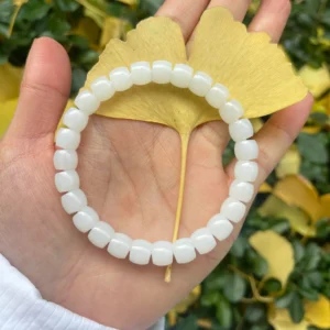 #01281420 White Agate Fashion Straight-Cut Bead Bracelet