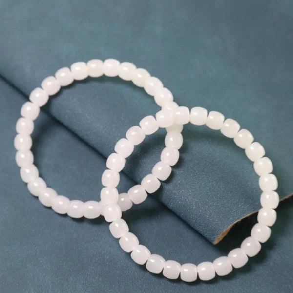 #01281420 White Agate Fashion Straight-Cut Bead Bracelet - Image 8