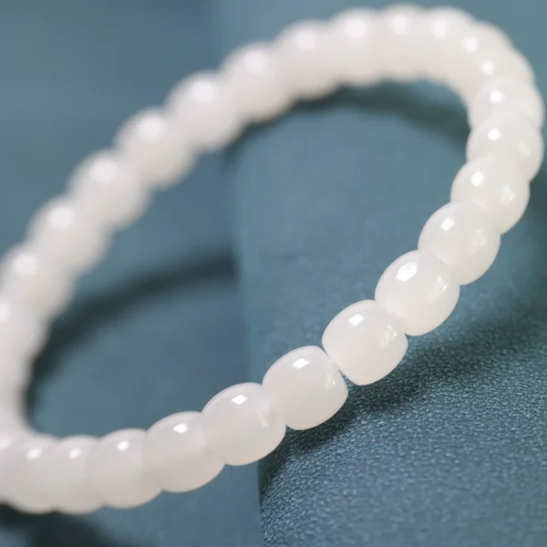 #01281420 White Agate Fashion Straight-Cut Bead Bracelet - Image 7