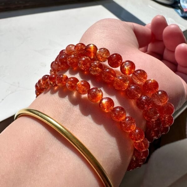 #01281645 Grade 7A Golden Sunstone Round Bead Bracelet - Image 7