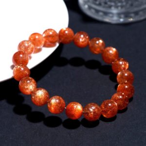 #01281645 Grade 7A Golden Sunstone Round Bead Bracelet