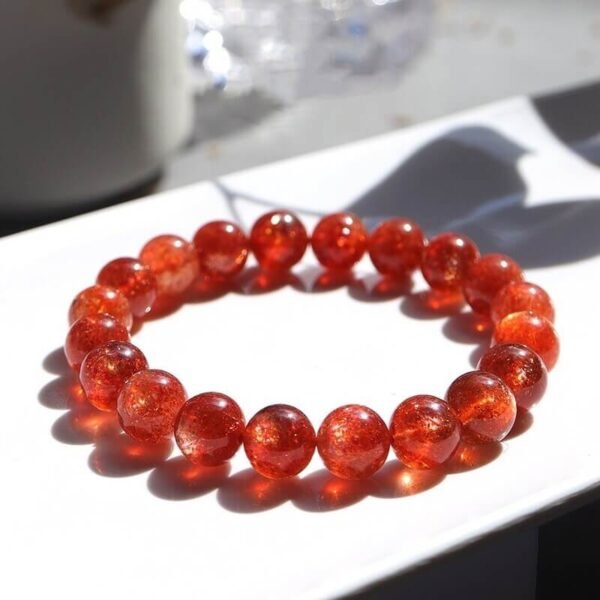 #01281645 Grade 7A Golden Sunstone Round Bead Bracelet - Image 3