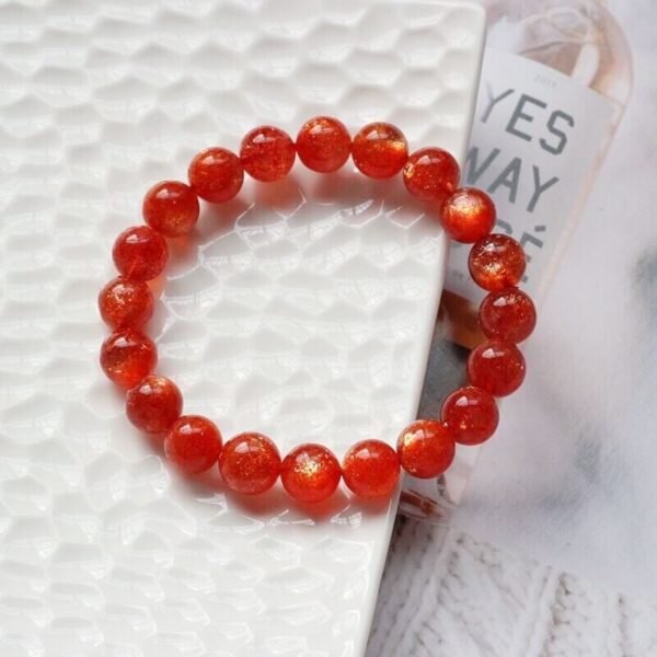 #01281645 Grade 7A Golden Sunstone Round Bead Bracelet - Image 4