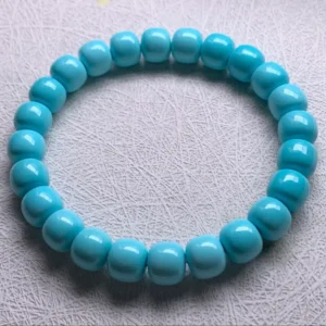 #02121649 Straight-Cut Round Beads Turquoise Bracelet