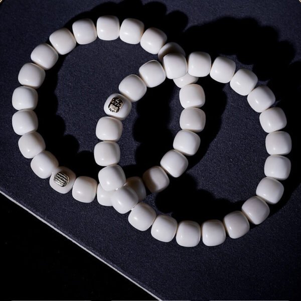 #02060120 white-jade bodhi seeds with brand label Buddha bracelet - Image 7