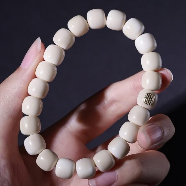 #02060120 white-jade bodhi seeds with brand label Buddha bracelet - Image 9