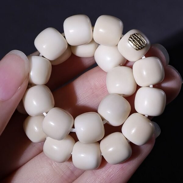 #02060120 white-jade bodhi seeds with brand label Buddha bracelet - Image 8