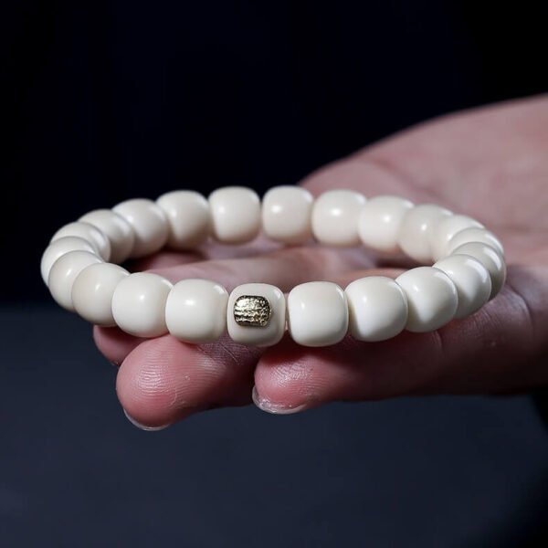 #02060120 white-jade bodhi seeds with brand label Buddha bracelet - Image 10