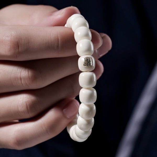 #02060120 white-jade bodhi seeds with brand label Buddha bracelet - Image 11