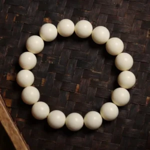 #02122100 Ivory Nut Carved Buddhist Prayer Bead Round Bead Bracelet